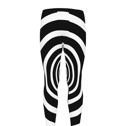 Black And White Circle Swirl Print Men's leggings