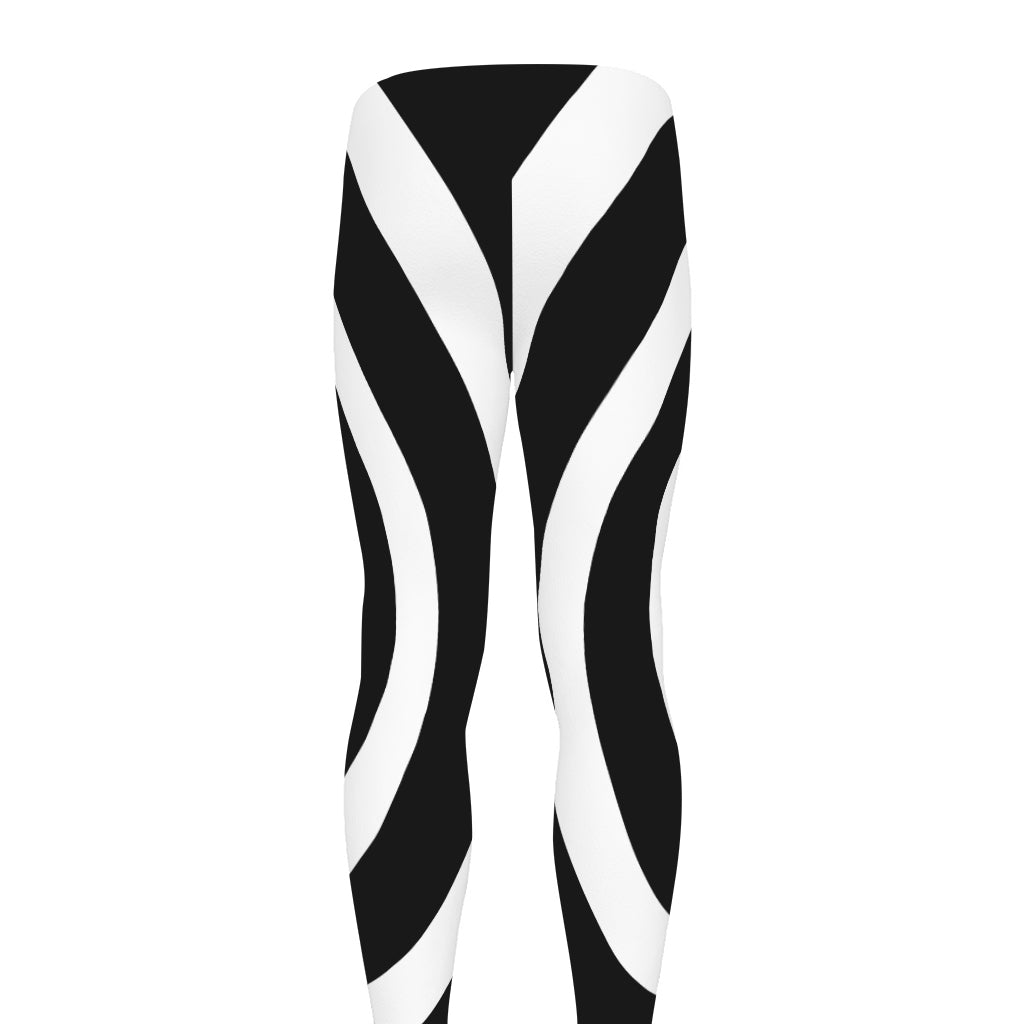 Black And White Circle Swirl Print Men's leggings