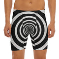 Black And White Circle Swirl Print Men's Long Boxer Briefs