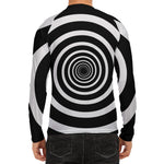 Black And White Circle Swirl Print Men's Long Sleeve Rash Guard