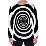 Black And White Circle Swirl Print Men's Long Sleeve T-Shirt