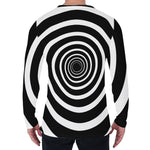 Black And White Circle Swirl Print Men's Long Sleeve T-Shirt