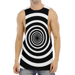 Black And White Circle Swirl Print Men's Muscle Tank Top