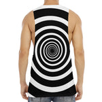 Black And White Circle Swirl Print Men's Muscle Tank Top