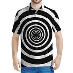 Black And White Circle Swirl Print Men's Polo Shirt