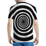Black And White Circle Swirl Print Men's Polo Shirt