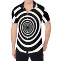 Black And White Circle Swirl Print Men's Shirt