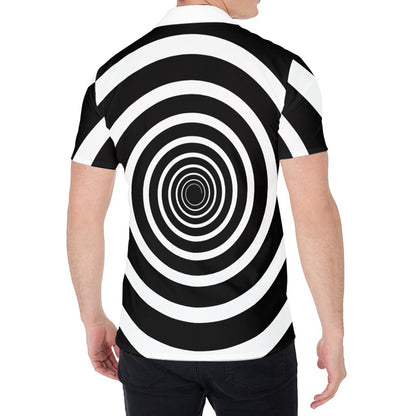 Black And White Circle Swirl Print Men's Shirt