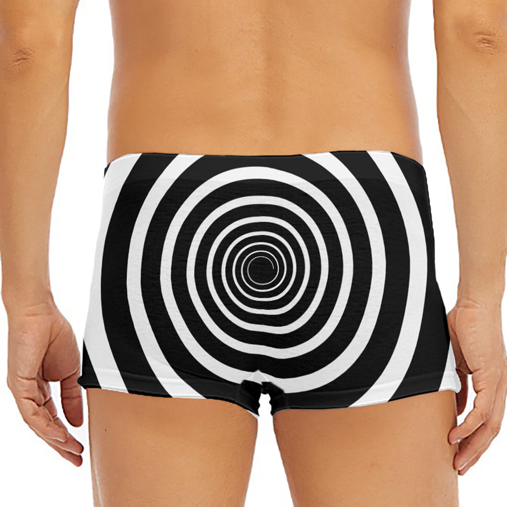 Black And White Circle Swirl Print Men's Short Boxer Briefs