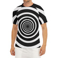 Black And White Circle Swirl Print Men's Short Sleeve Rash Guard