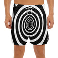 Black And White Circle Swirl Print Men's Split Running Shorts