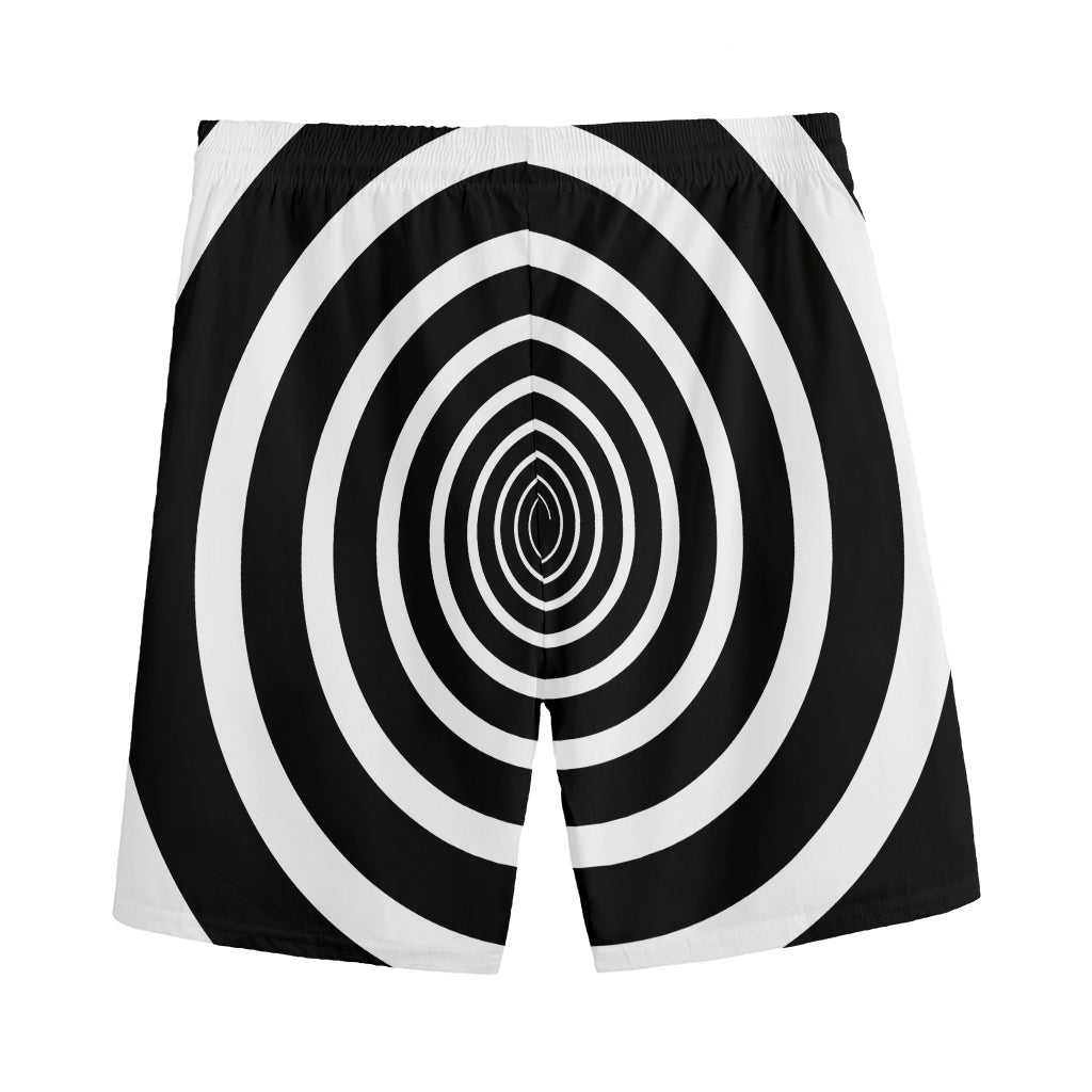 Black And White Circle Swirl Print Men's Sports Shorts