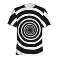 Black And White Circle Swirl Print Men's Athletic T-Shirt