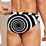 Black And White Circle Swirl Print Men's Swim Briefs