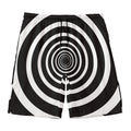 Black And White Circle Swirl Print Men's Swim Trunks