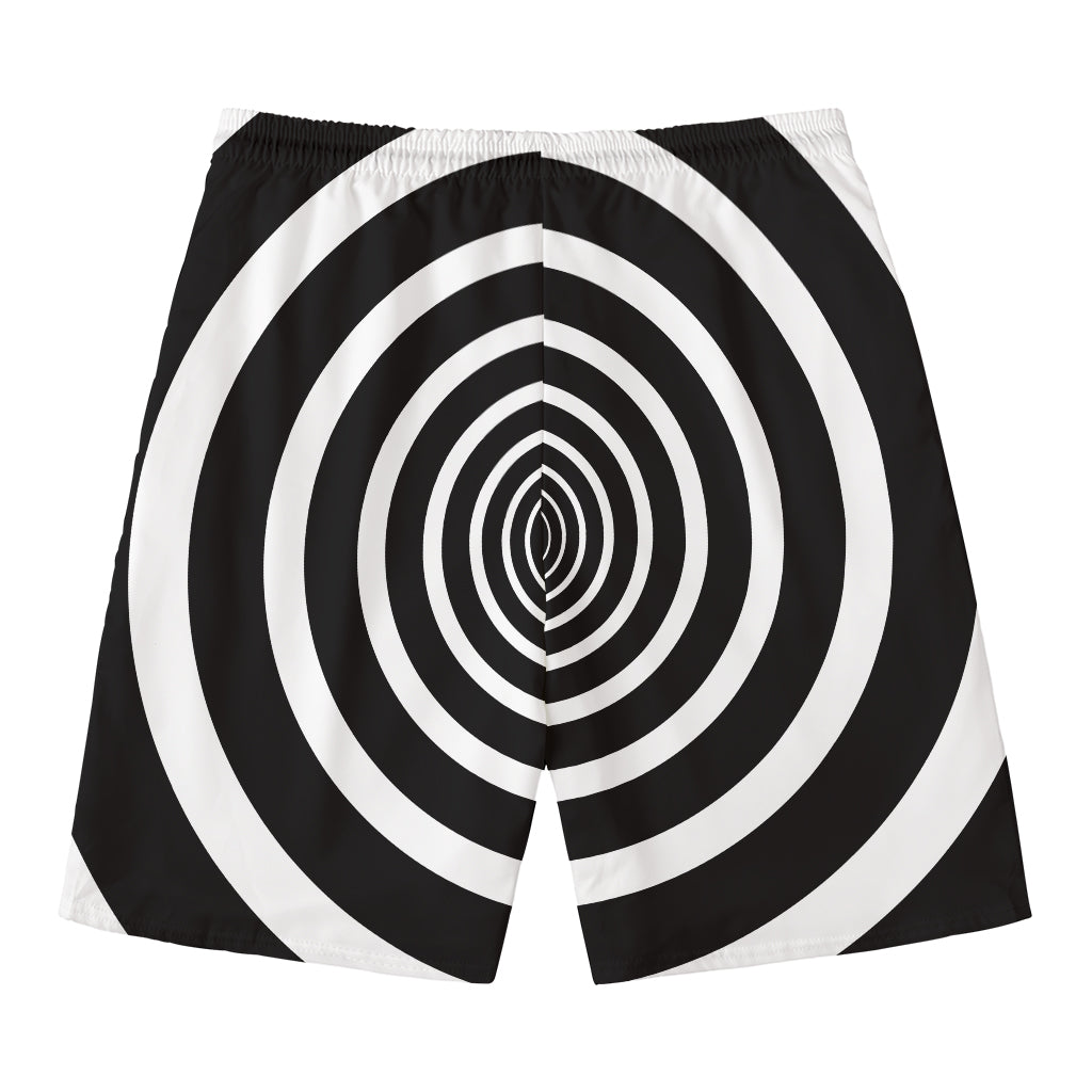 Black And White Circle Swirl Print Men's Swim Trunks