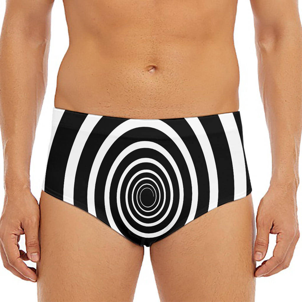 Black And White Circle Swirl Print Men's Triangle Swim Briefs