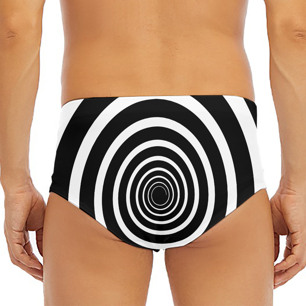 Black And White Circle Swirl Print Men's Triangle Swim Briefs