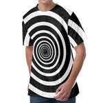 Black And White Circle Swirl Print Men's Velvet T-Shirt