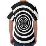 Black And White Circle Swirl Print Men's Velvet T-Shirt