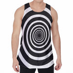 Black And White Circle Swirl Print Men's Velvet Tank Top