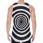 Black And White Circle Swirl Print Men's Velvet Tank Top