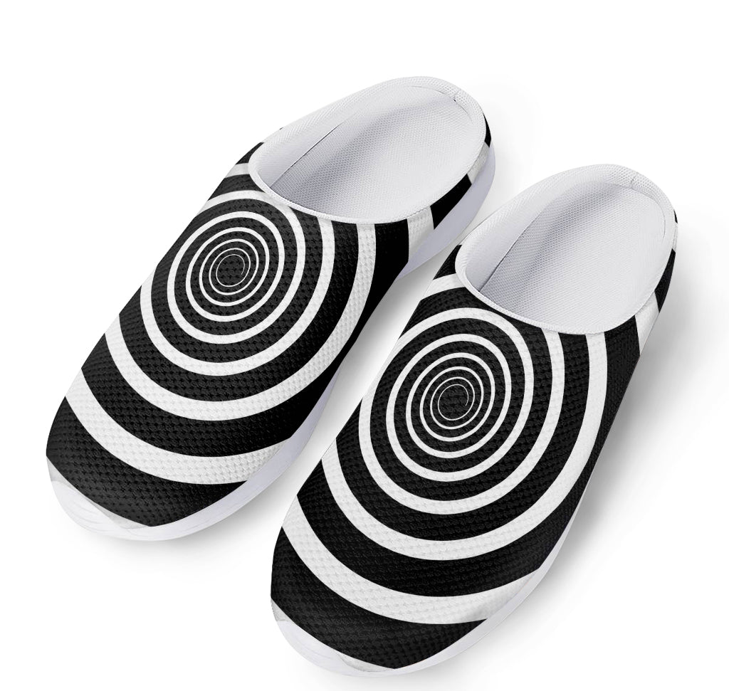 Black And White Circle Swirl Print Mesh Casual Shoes