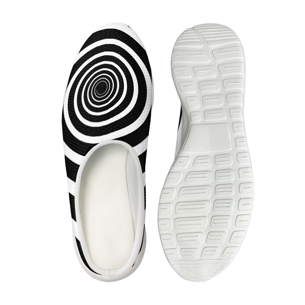 Black And White Circle Swirl Print Mesh Casual Shoes