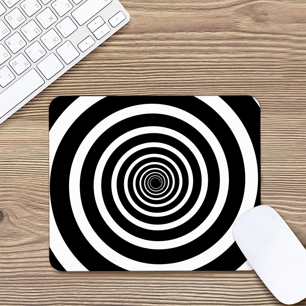 Black And White Circle Swirl Print Mouse Pad