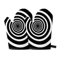 Black And White Circle Swirl Print Oven Mitts