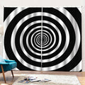 Black And White Circle Swirl Print Pencil Pleat Curtains