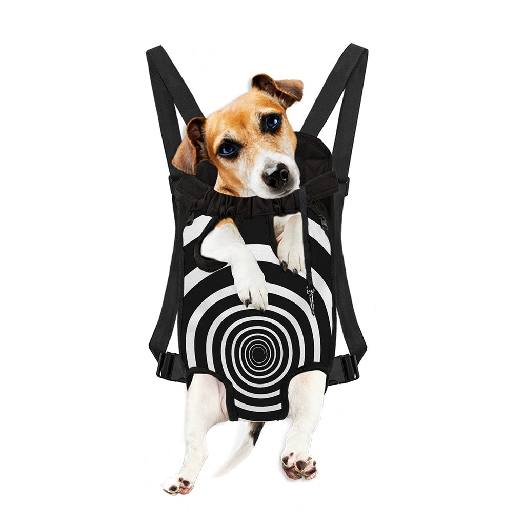 Black And White Circle Swirl Print Pet Carrier Backpack