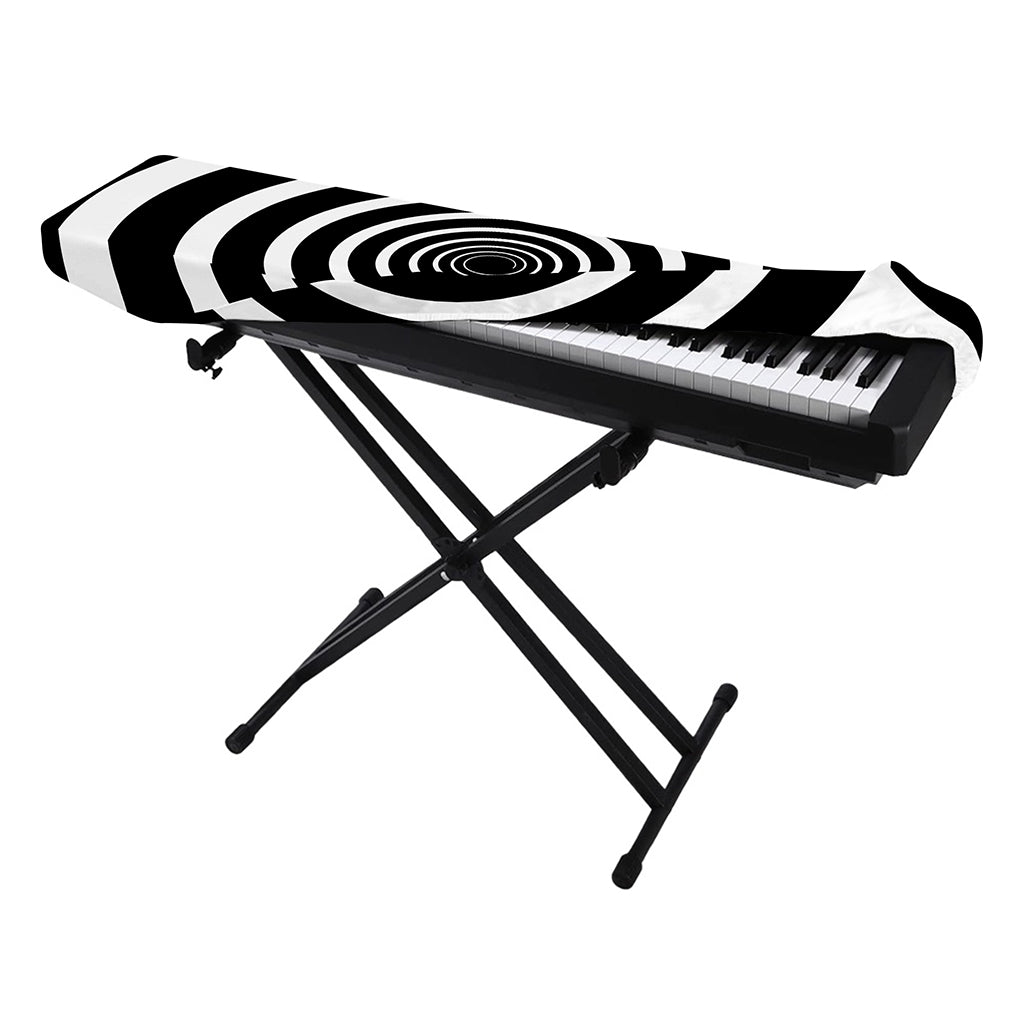 Black And White Circle Swirl Print Piano Keyboard Cover