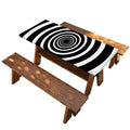 Black And White Circle Swirl Print Picnic Table Cover