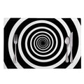 Black And White Circle Swirl Print Placemat