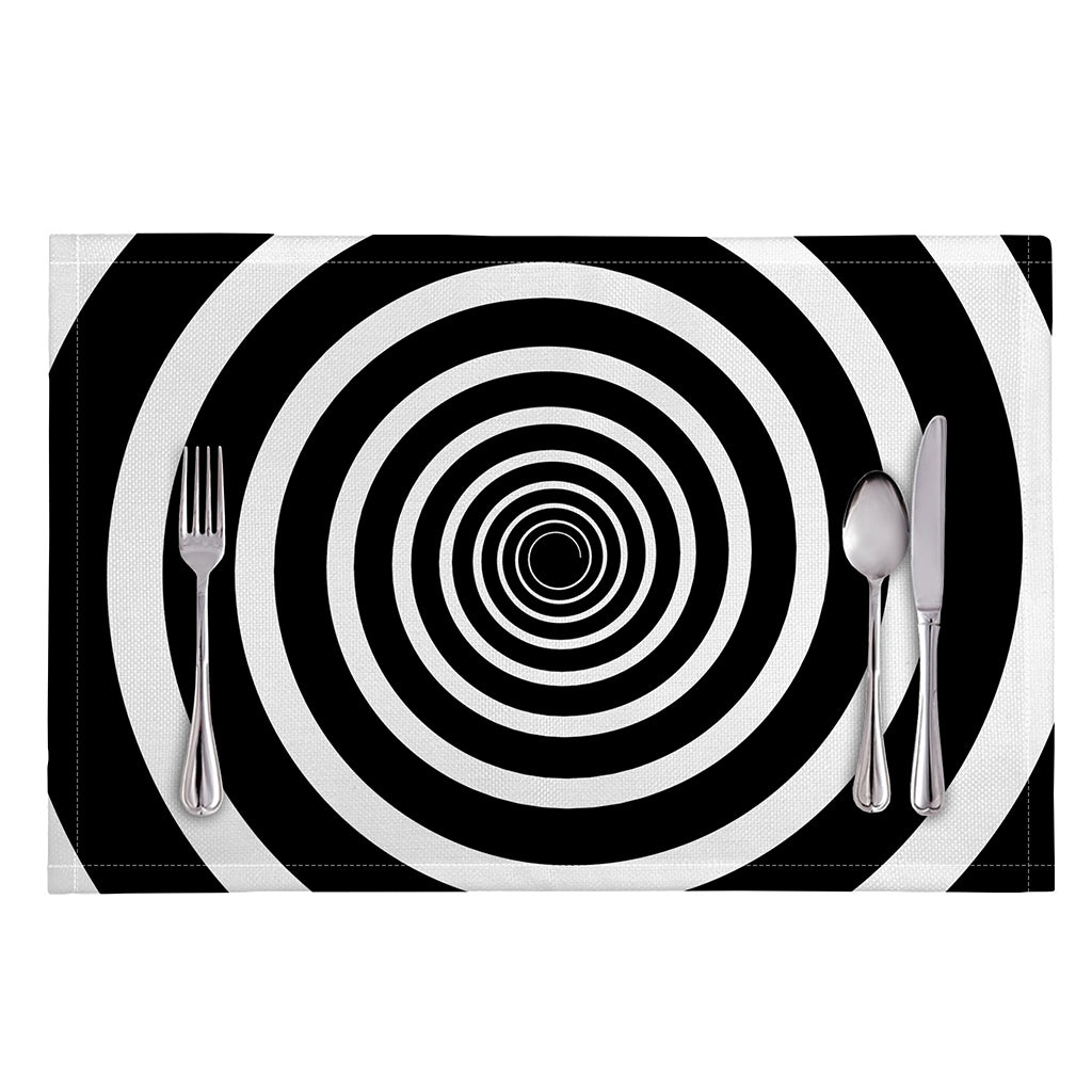 Black And White Circle Swirl Print Placemat