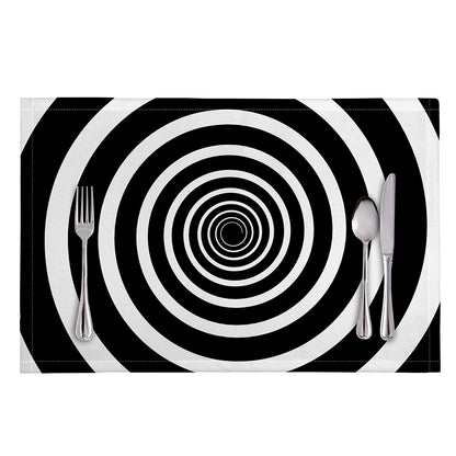 Black And White Circle Swirl Print Placemat