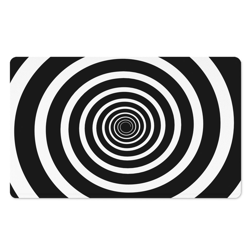Black And White Circle Swirl Print Polyester Doormat