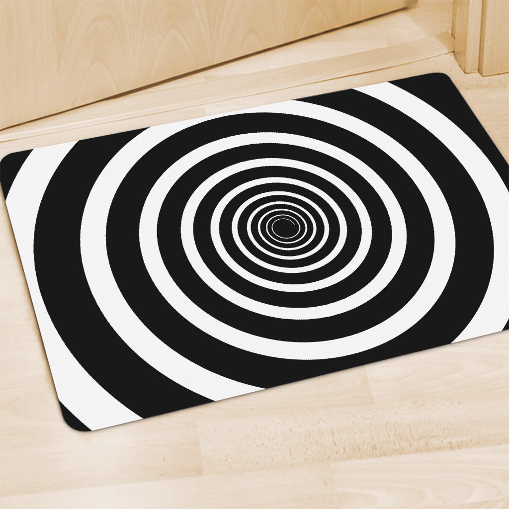 Black And White Circle Swirl Print Polyester Doormat