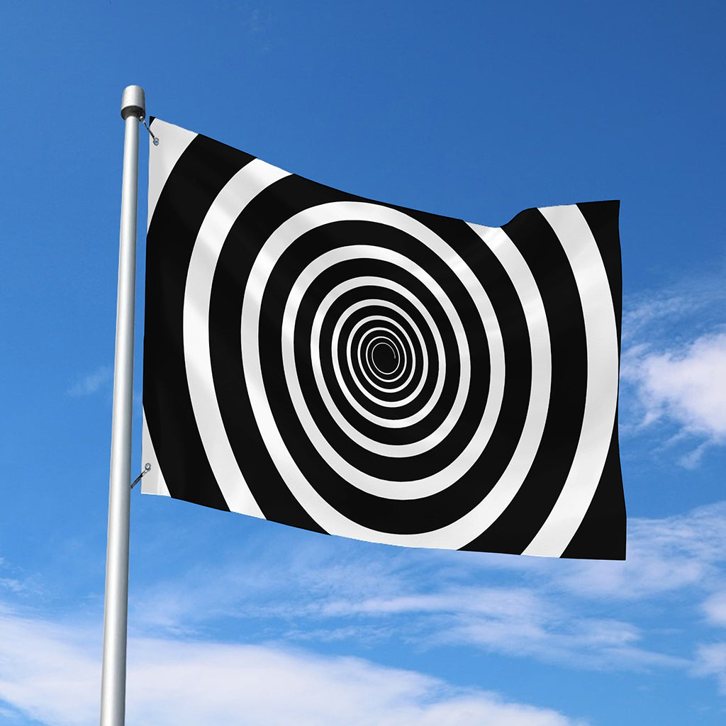 Black And White Circle Swirl Print Polyester Flag