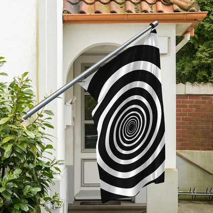 Black And White Circle Swirl Print Polyester Flag