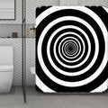 Black And White Circle Swirl Print Polyester Shower Curtain