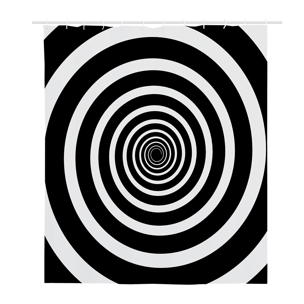 Black And White Circle Swirl Print Polyester Shower Curtain