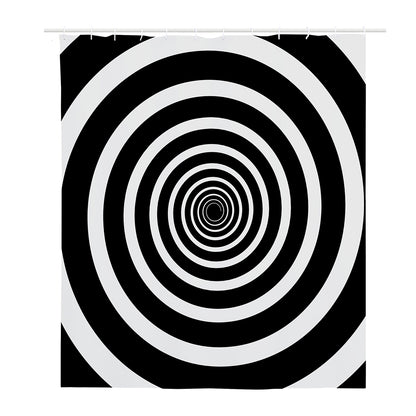 Black And White Circle Swirl Print Polyester Shower Curtain