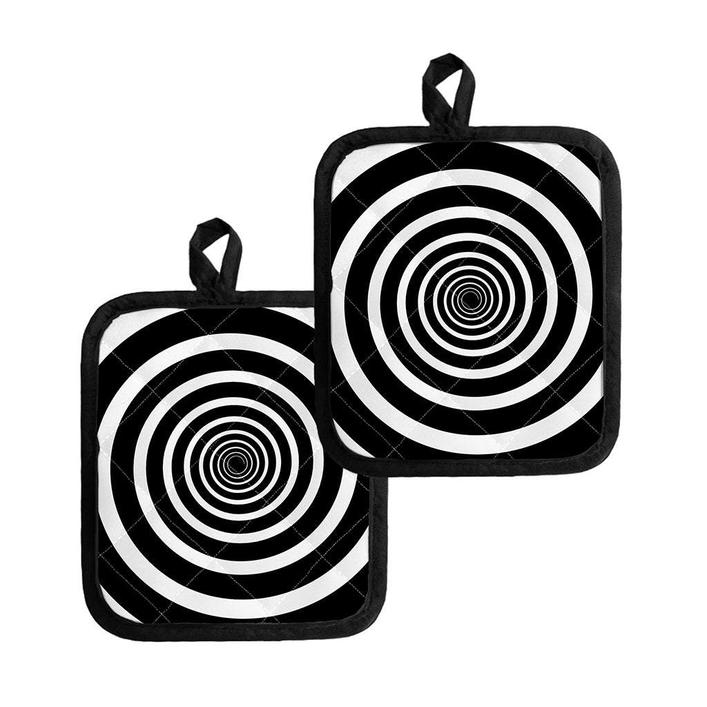 Black And White Circle Swirl Print Pot Holders