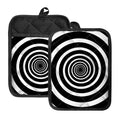 Black And White Circle Swirl Print Pot Holders With Pocket