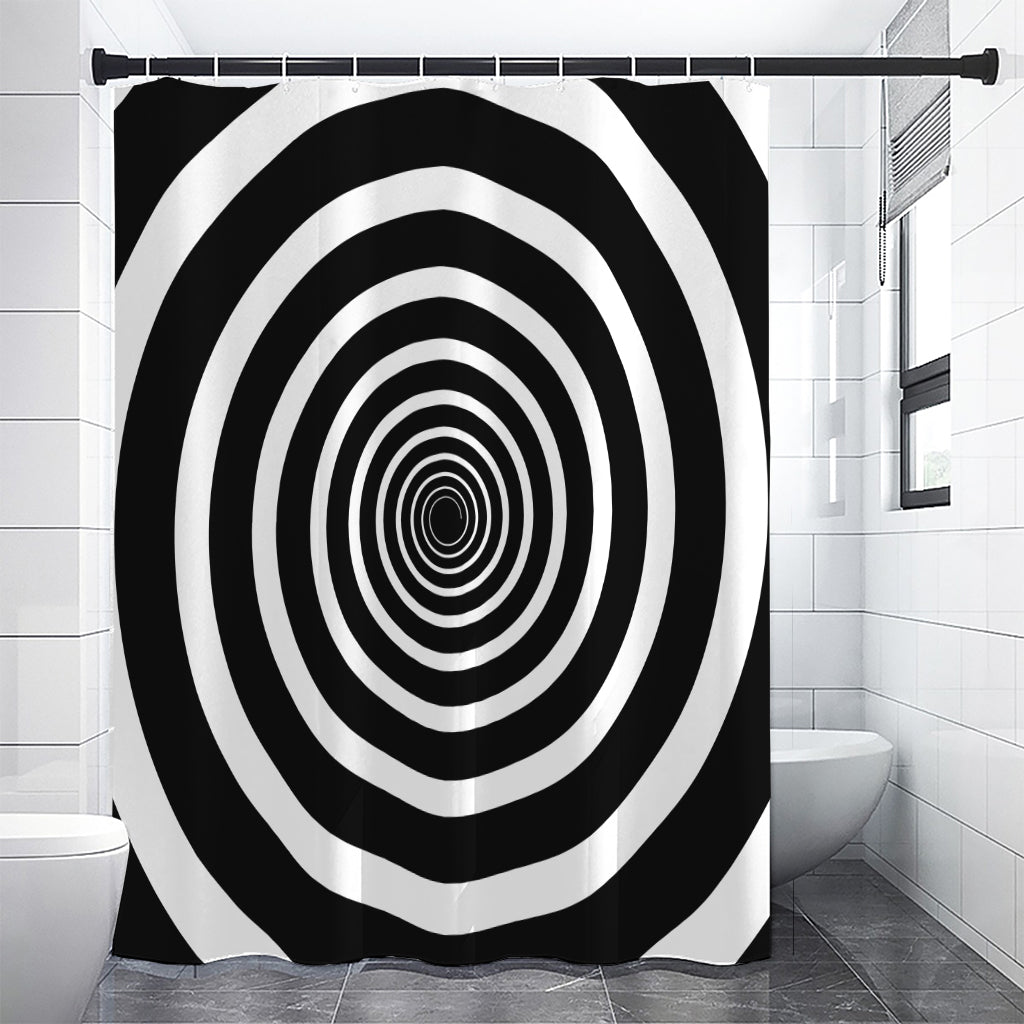 Black And White Circle Swirl Print Premium Shower Curtain