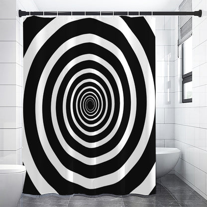 Black And White Circle Swirl Print Premium Shower Curtain