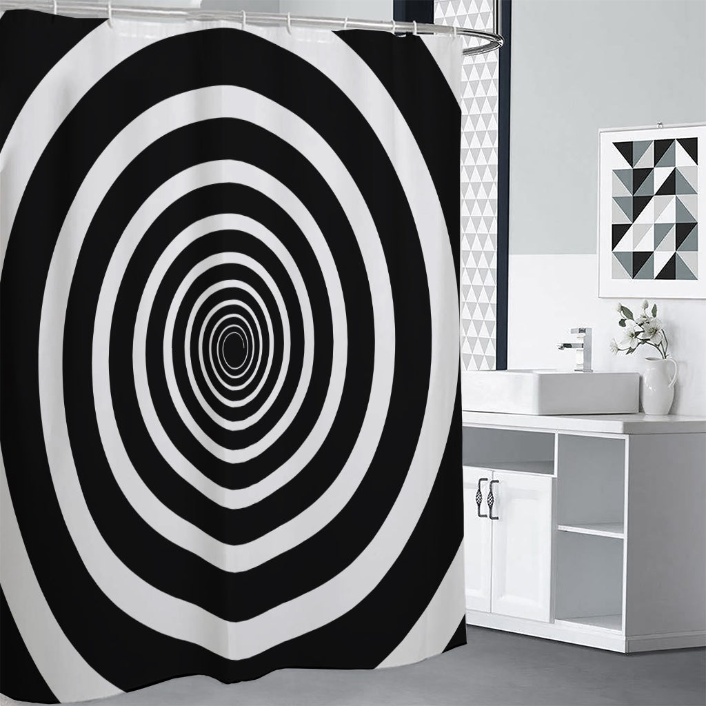 Black And White Circle Swirl Print Premium Shower Curtain