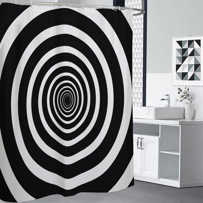 Black And White Circle Swirl Print Premium Shower Curtain